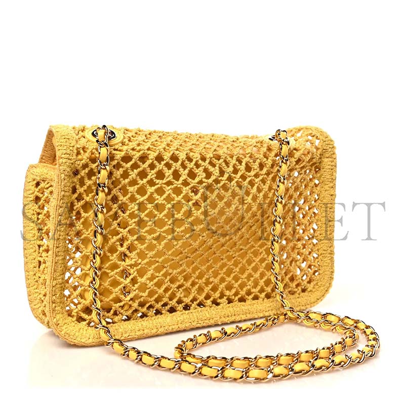 CHANEL MASTER MESH MACRAME SMALL FLAP BAG YELLOW AS6156 (21*14*6cm)